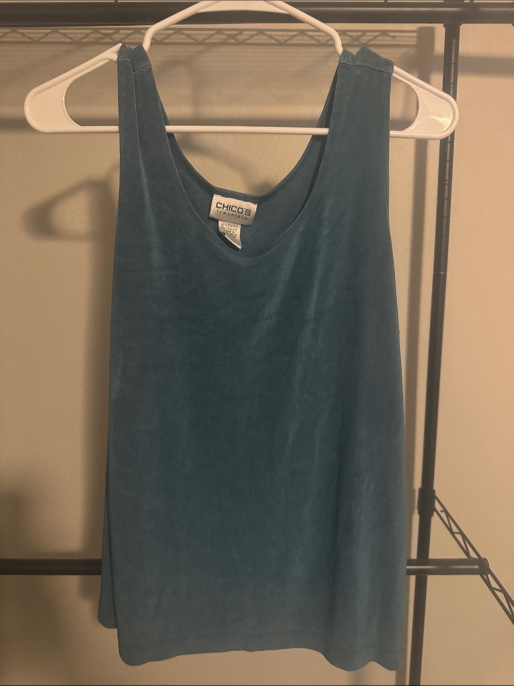 Chico's Teal Velvet Scoop Tank